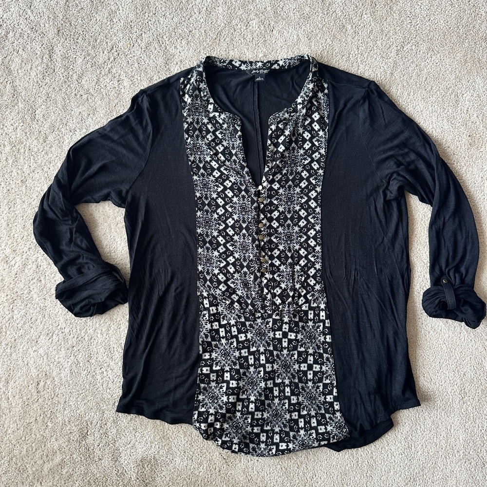 Lucky Brand Black and White Geometric Tunic